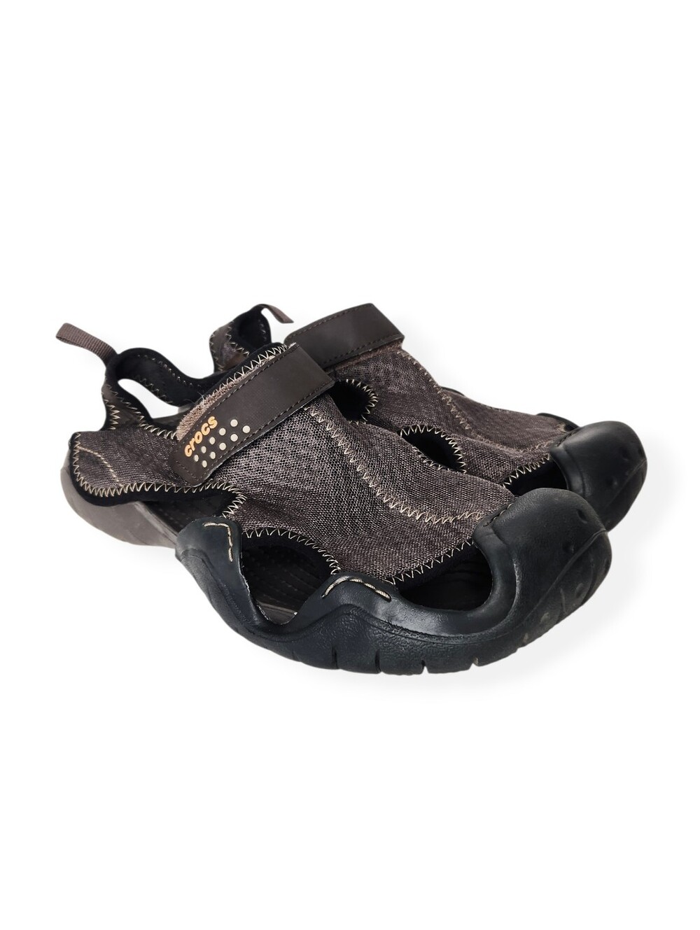 Croc's Swiftwater Mesh Deck Sandals Men's Brown Slip On Shoes Size 10